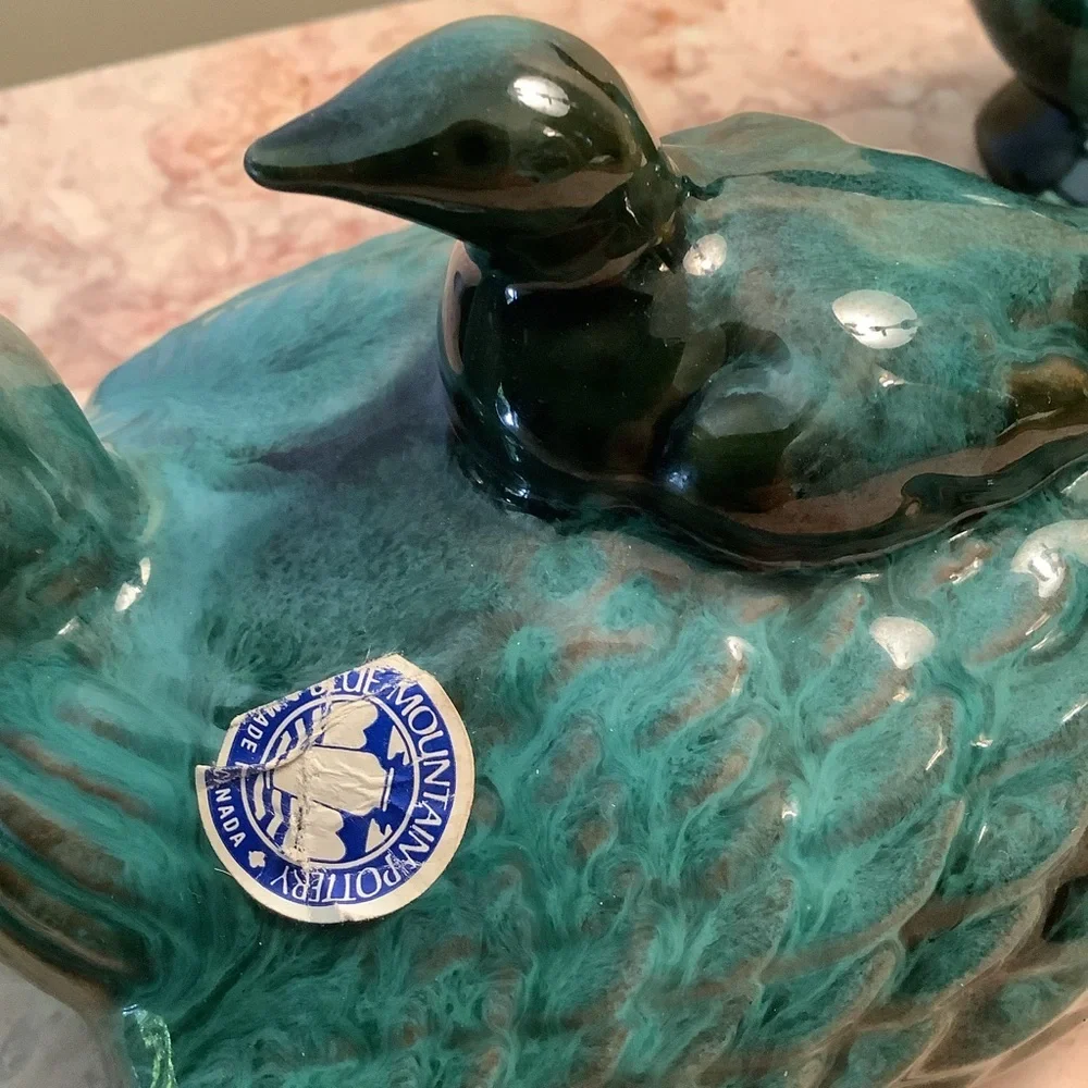 Vintage Blue Mountain Pottery Duck Loon Family Mother Baby NOS - Picture 2 of 6